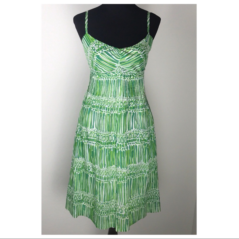 Calvin KleinGreen & White Spaghetti Strap Dress
